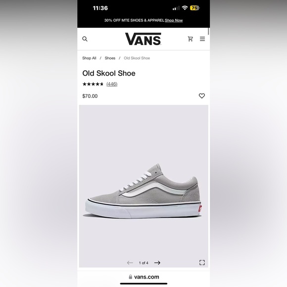 Vans Old Skool Shoe. Drizzle/True White (Size 6.5) - Picture 13 of 13